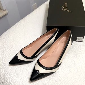 J. Crew Sophia Black and White Leather Spectator Pumps , Size 7 Brand New in Box